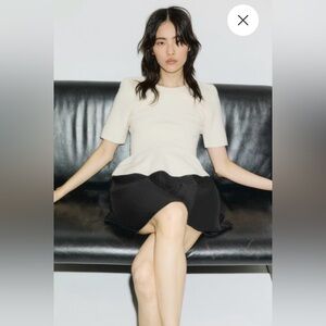 🌹5 for $50🌹Cream Ribbed Knit Peplum Top